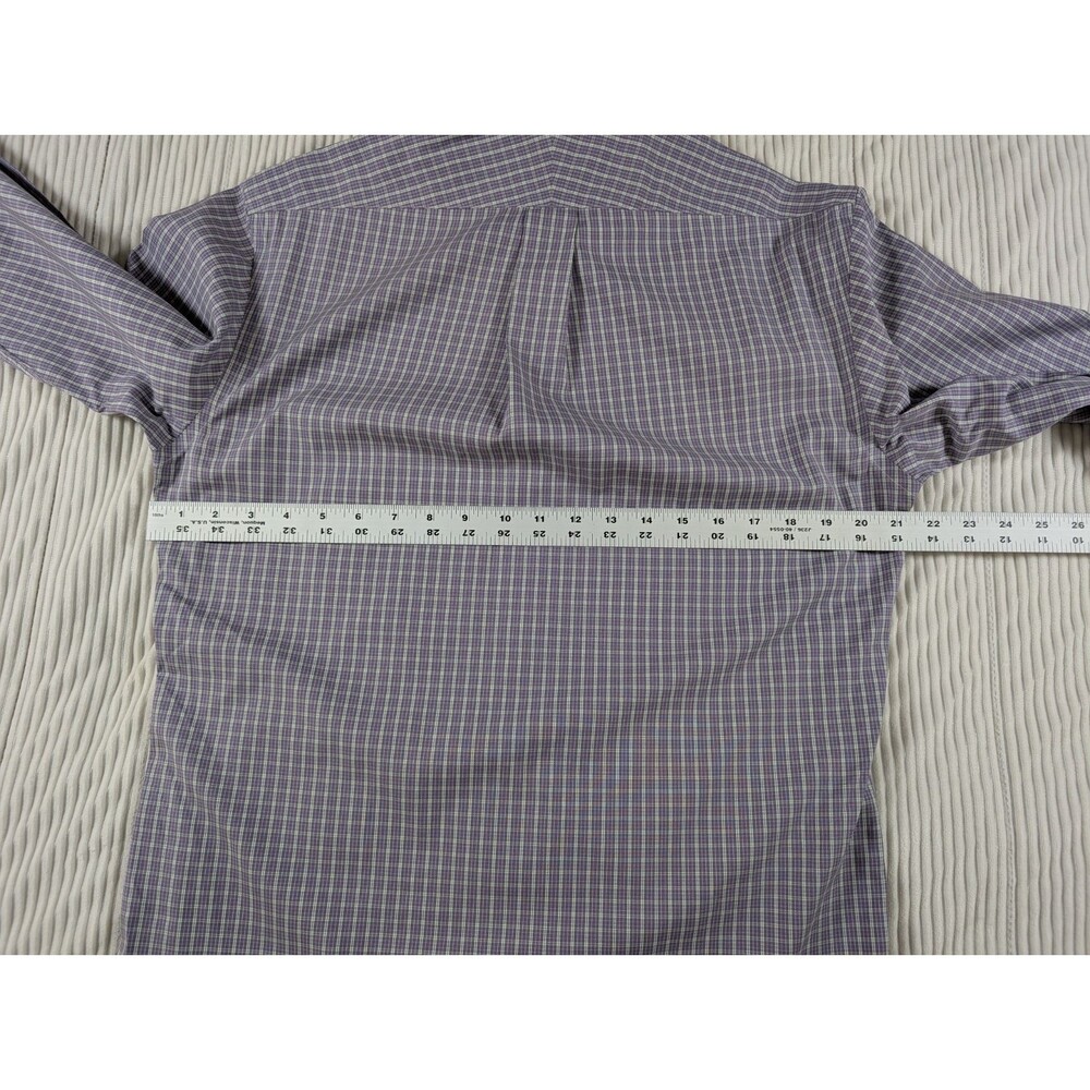 Lands' End Shirt Mens 15-33 M Purple Plaid No Iron Oxford Button Down Preppy - Picture 7 of 8